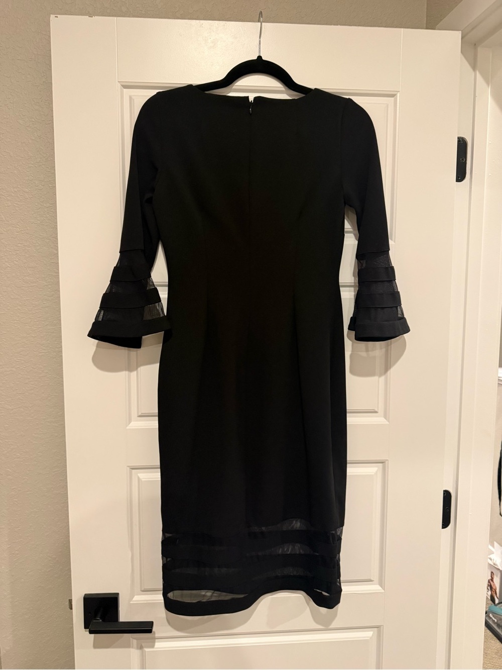 Calvin Klein Black Dress Bell Sleeves Sz 2 NWOT - Picture 3 of 4